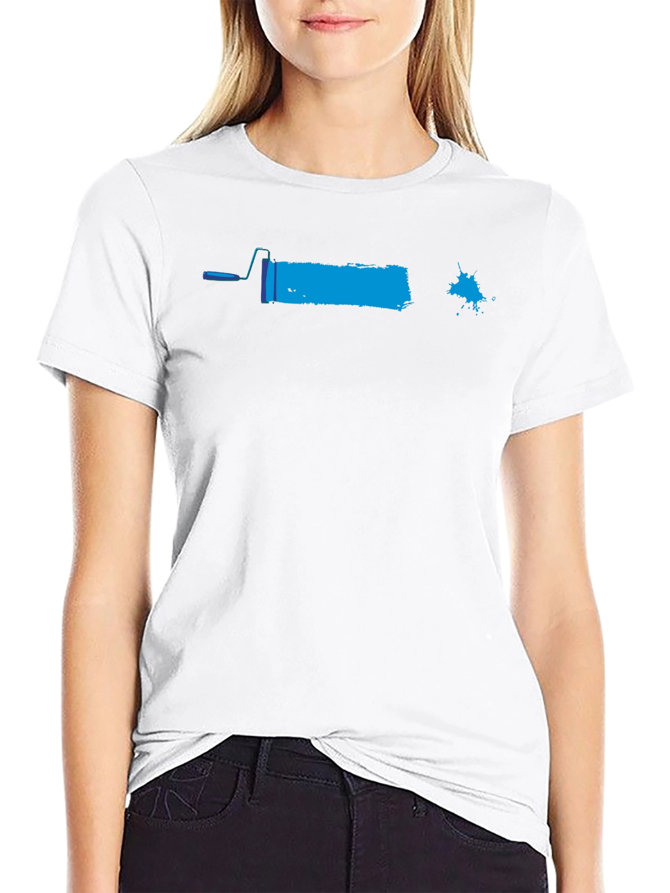 Paint Roller Graphic Tee - Black Cotton Casual Shirt