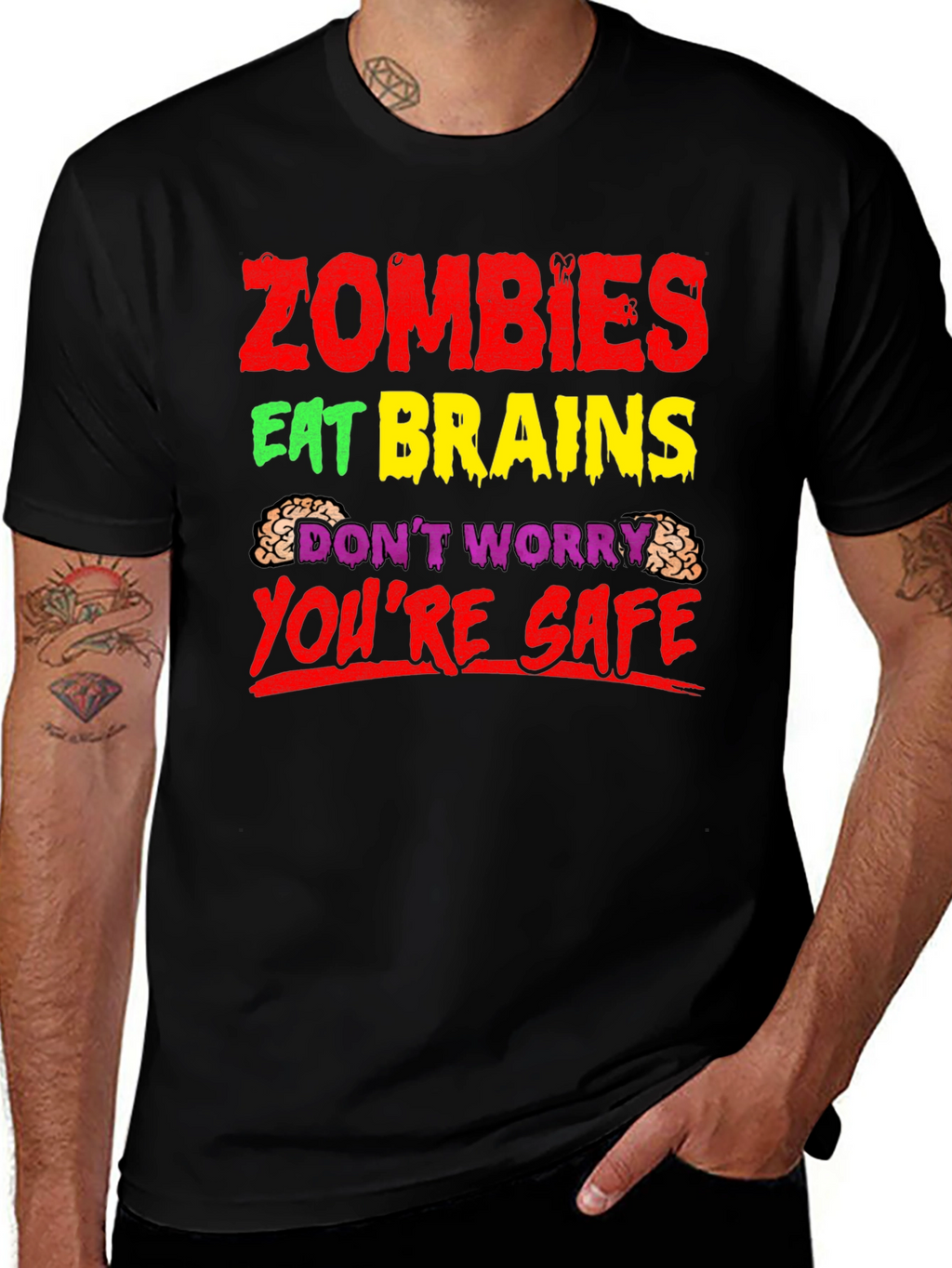 Zombies Eat Brains T-Shirt - Funny Halloween Tee