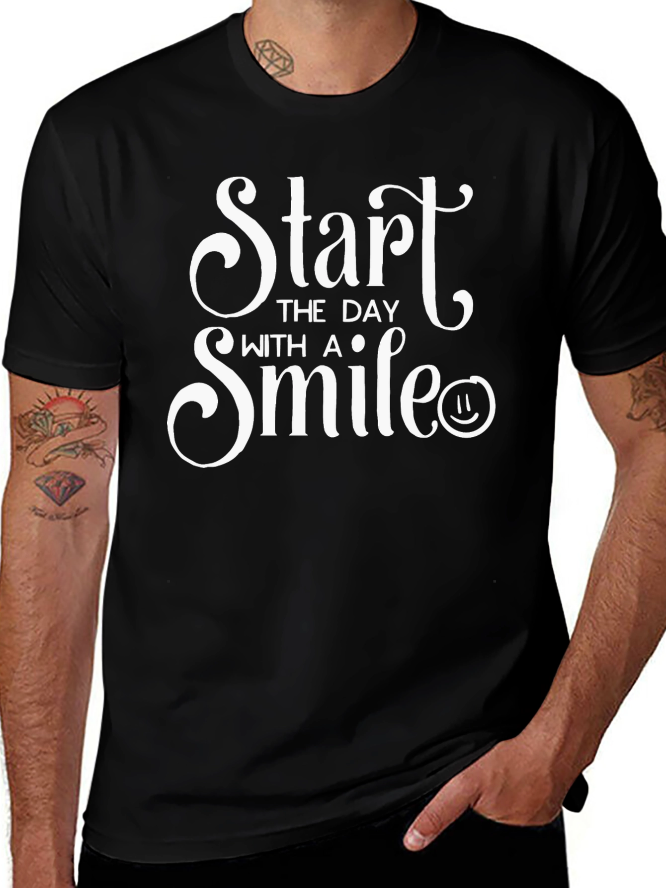 Start the Day with a Smile Black T-Shirt