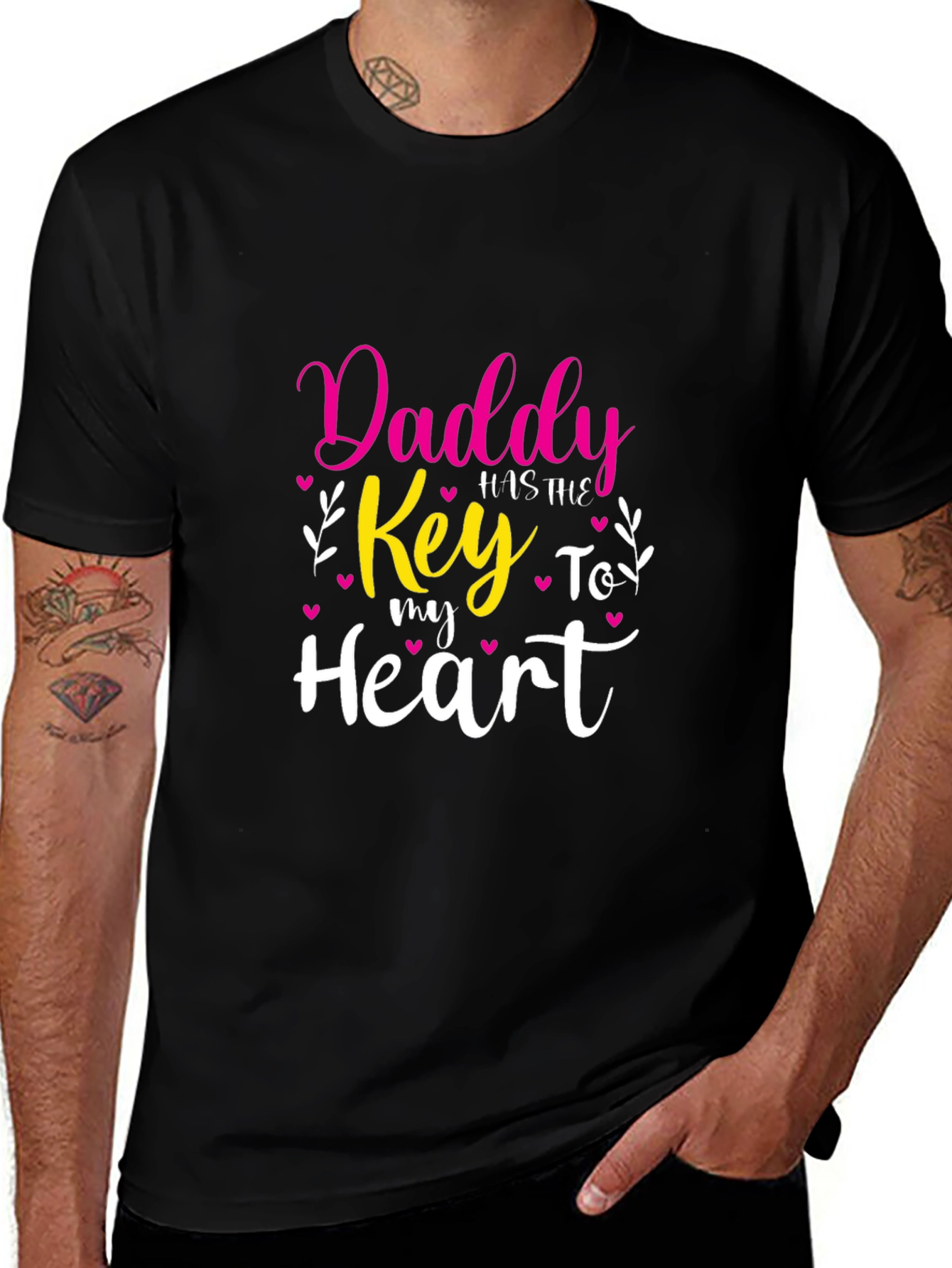 Daddys Key to My Heart T-Shirt - Black