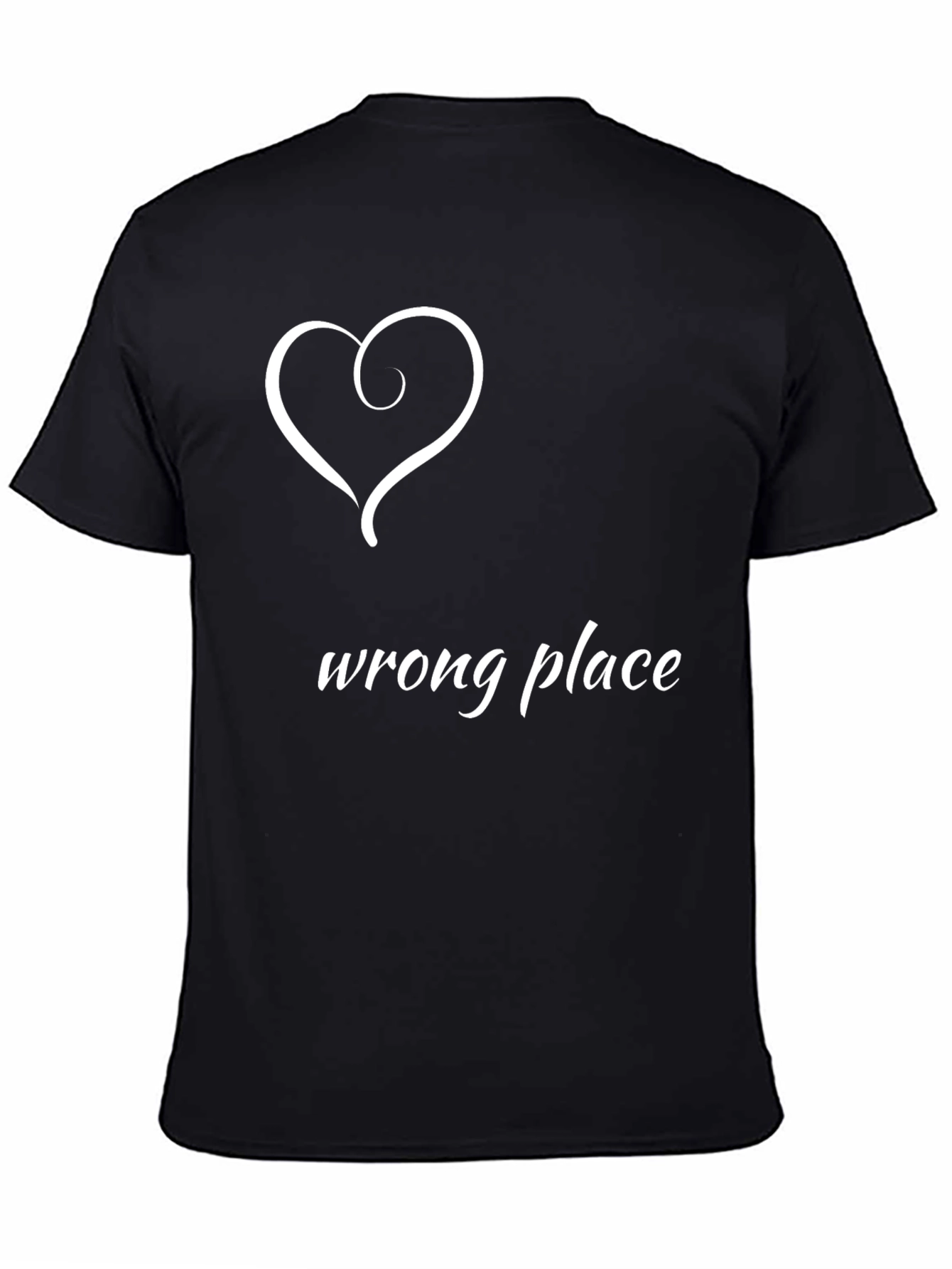 Wrong Place Heart Graphic Black T-Shirt