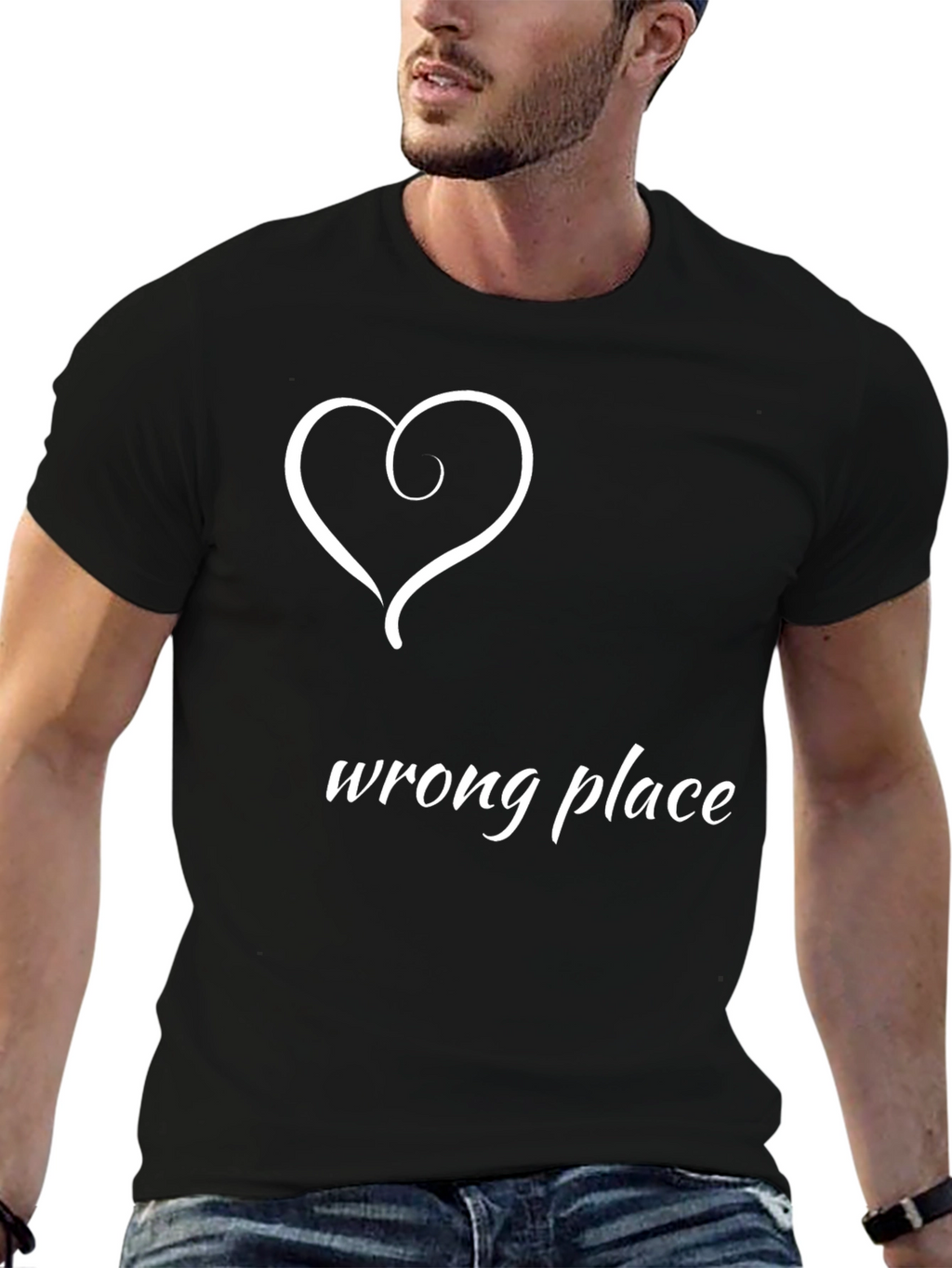 Wrong Place Heart Graphic Black T-Shirt