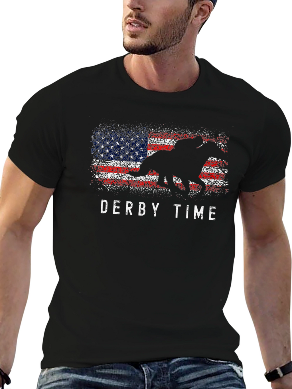 Derby Time American Flag Horse Race T-Shirt