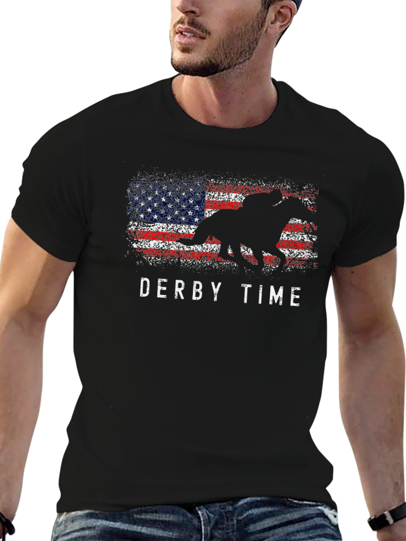Derby Time American Flag Horse Race T-Shirt