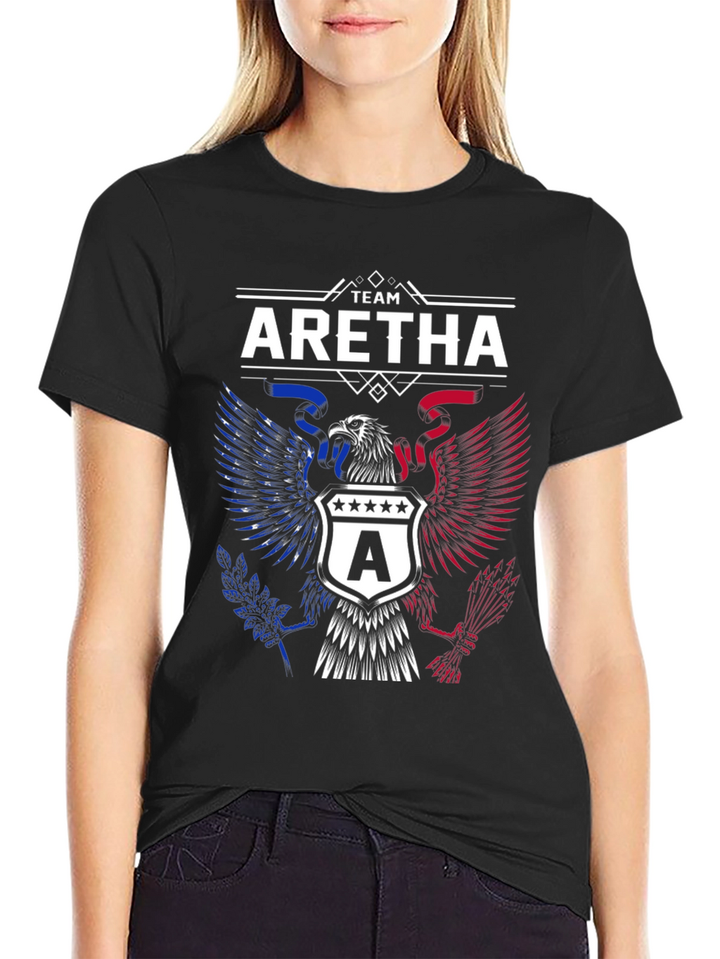 Team Aretha Graphic Tee - Patriotic Eagle Design