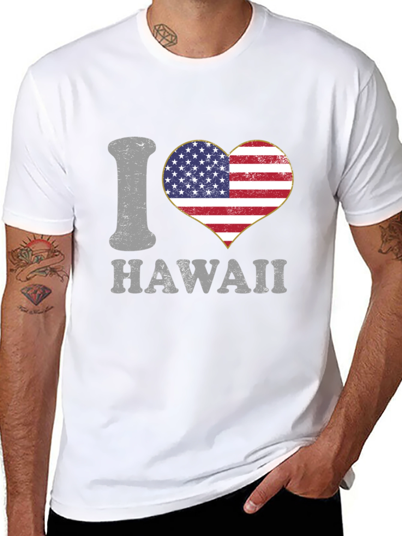 I Love Hawaii USA Flag Heart T-Shirt