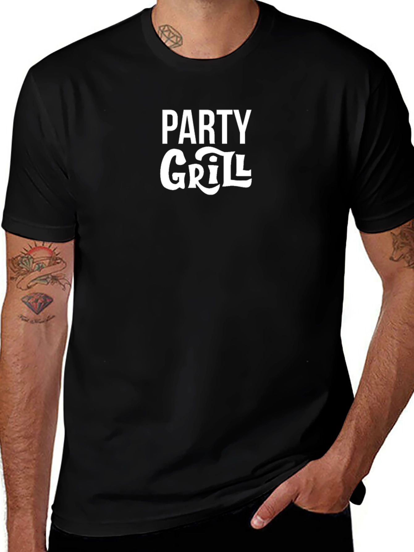 Party Grill Black Cotton Graphic Tee
