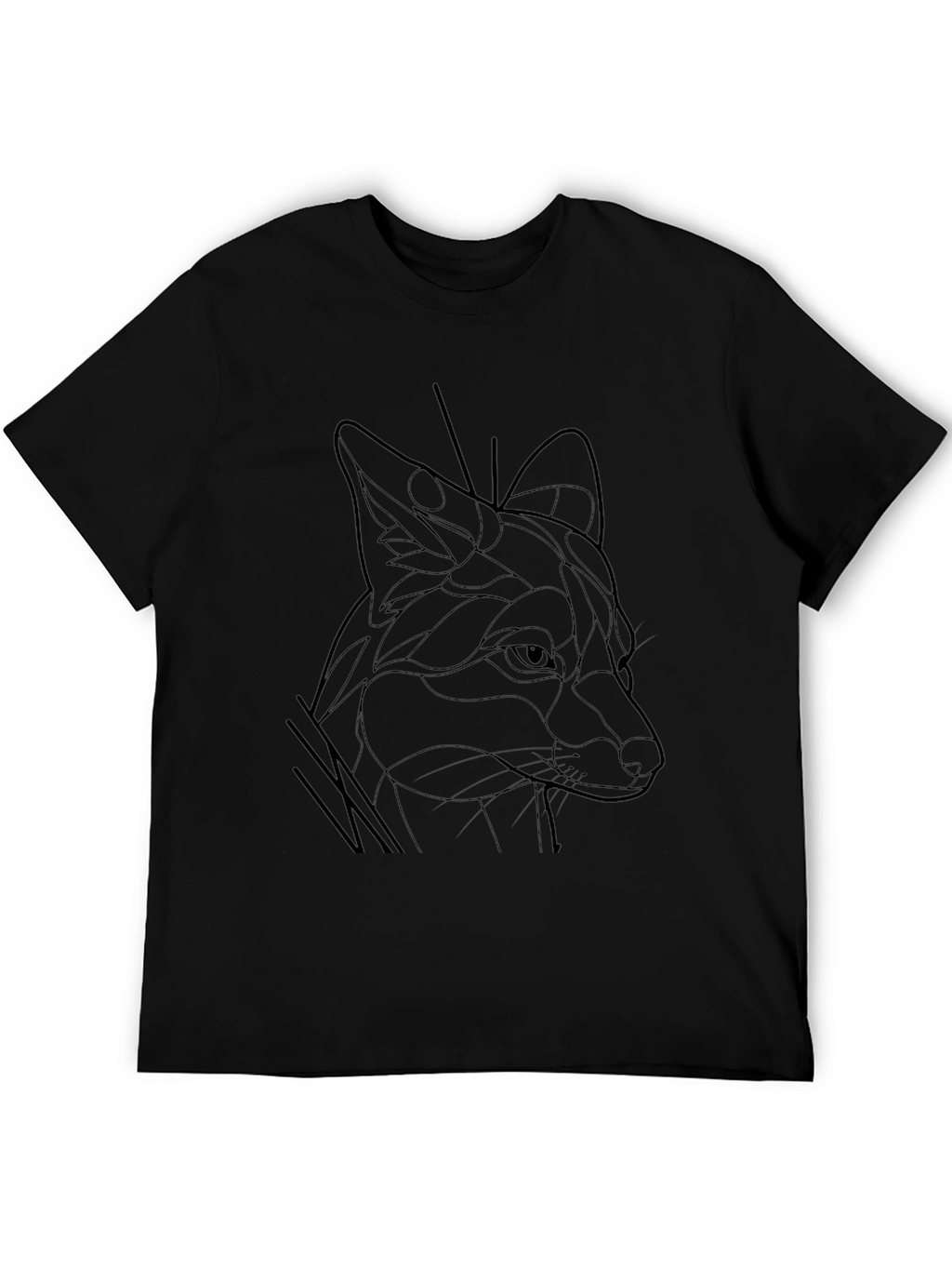 Fox Line Art Graphic Tee - Black