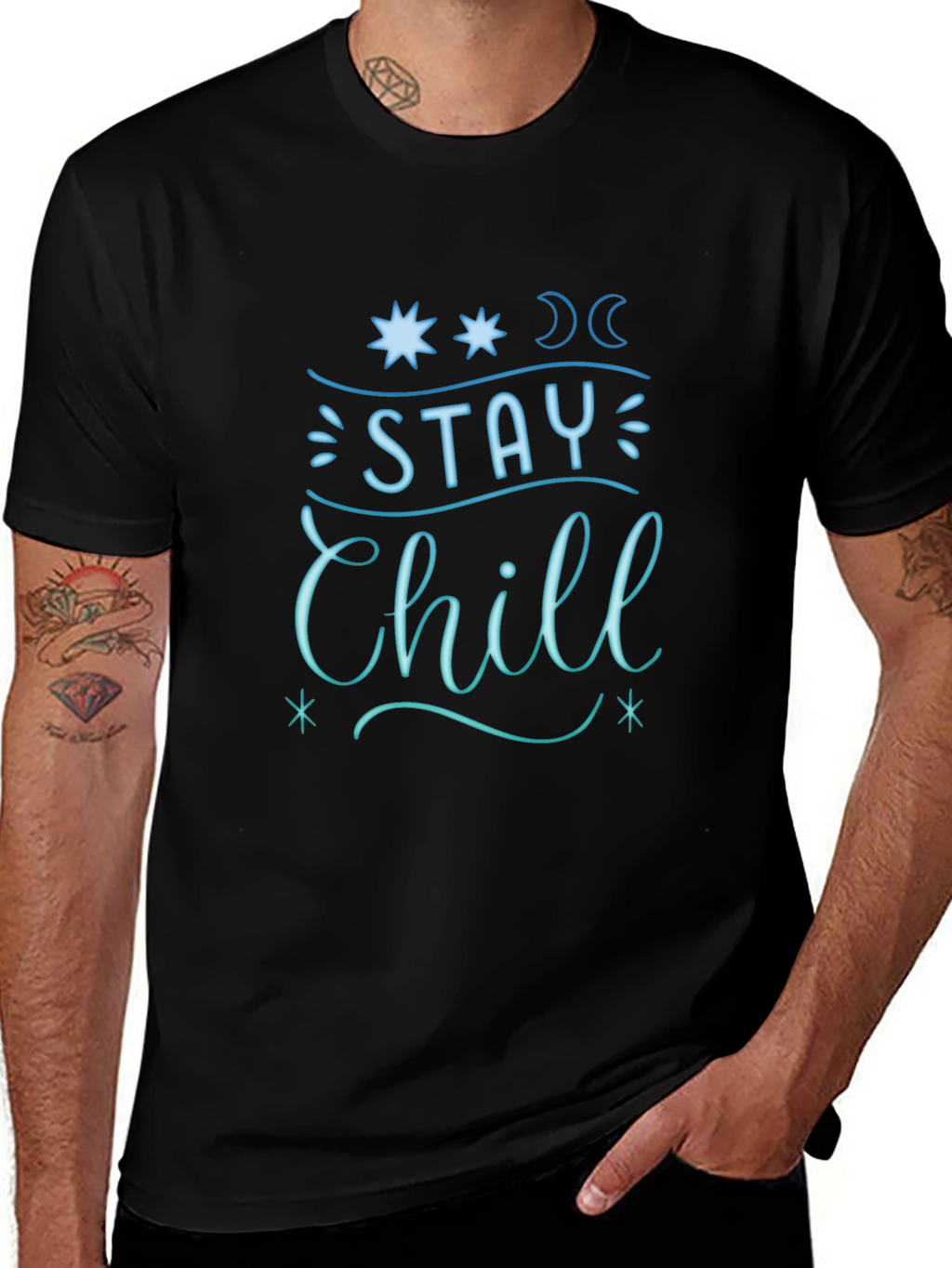 Stay Chill Graphic Tee - Relaxed Fit Black T-Shirt