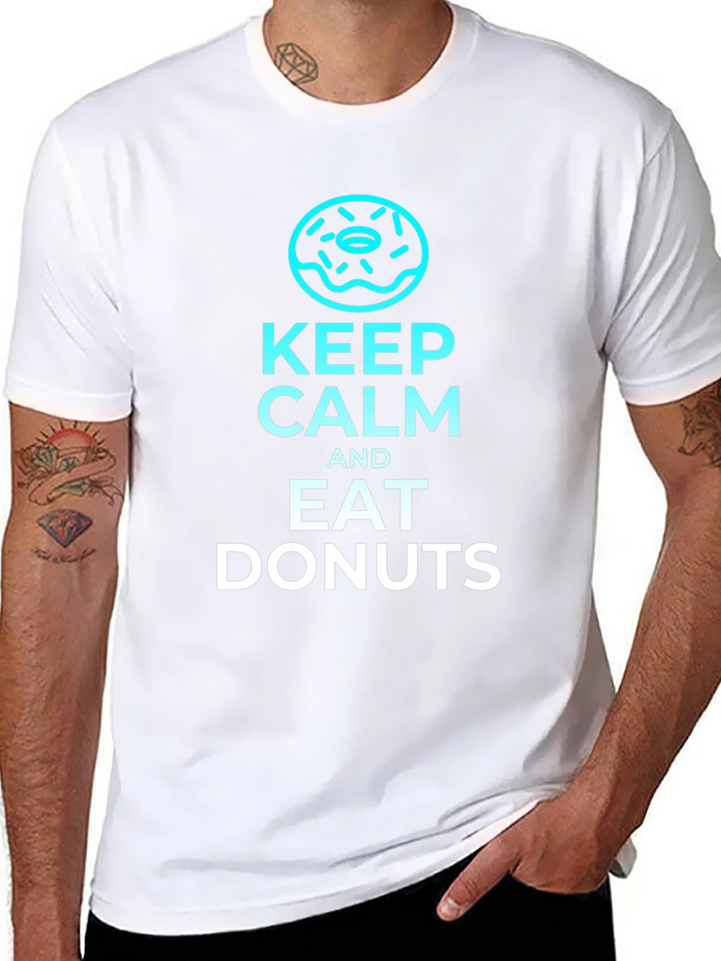 Keep Calm and Eat Donuts Black T-Shirt