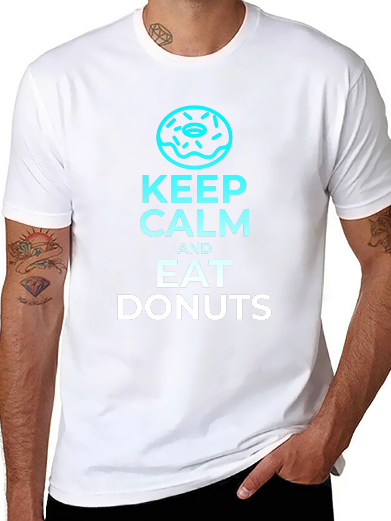 Keep Calm and Eat Donuts Black T-Shirt