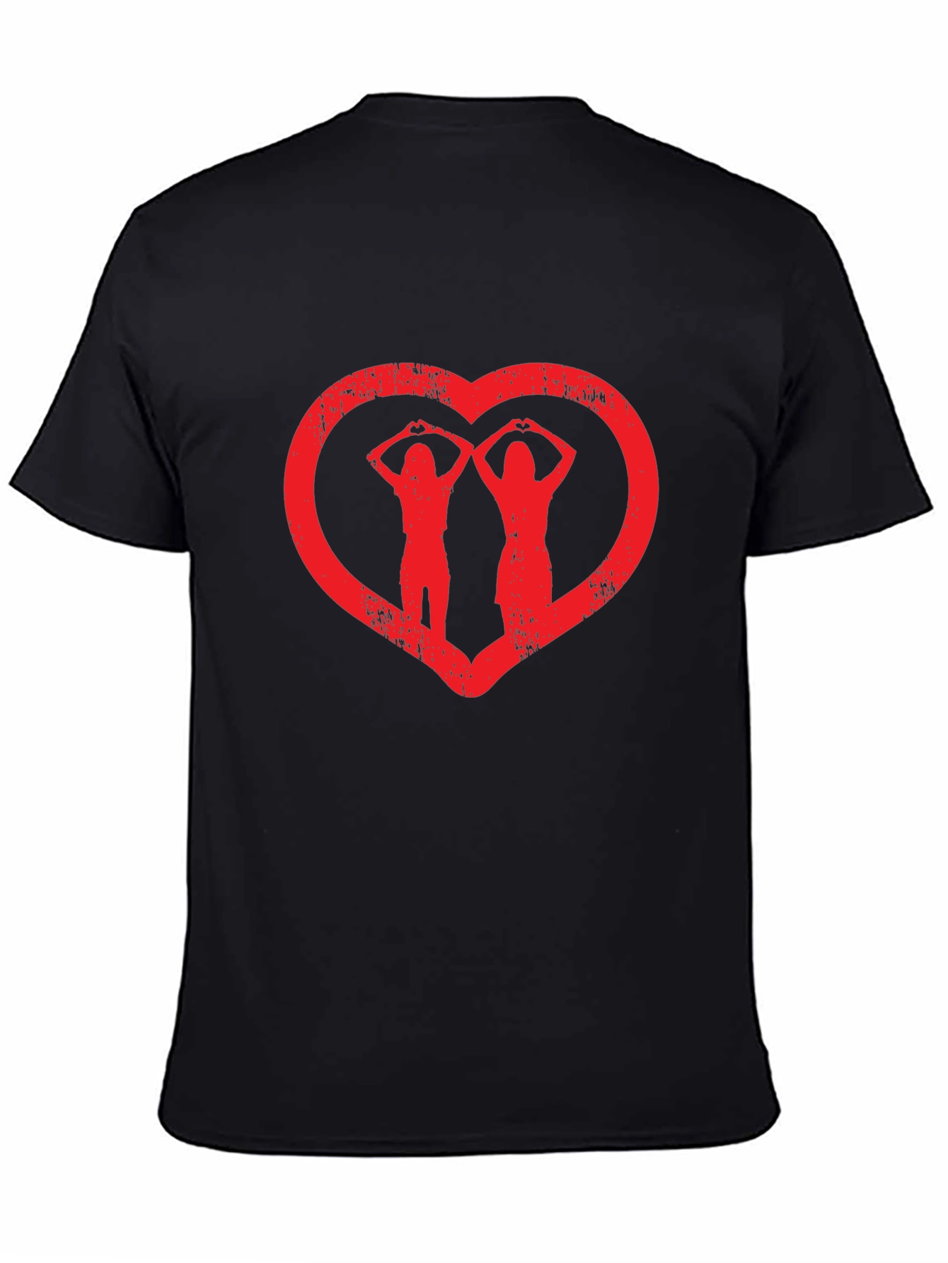 Heart Hands Graphic Tee - Black Cotton Casual Shirt