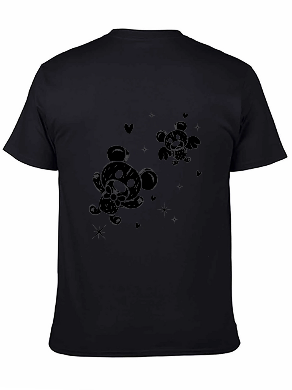 Cute Cartoon Bear Black T-Shirt