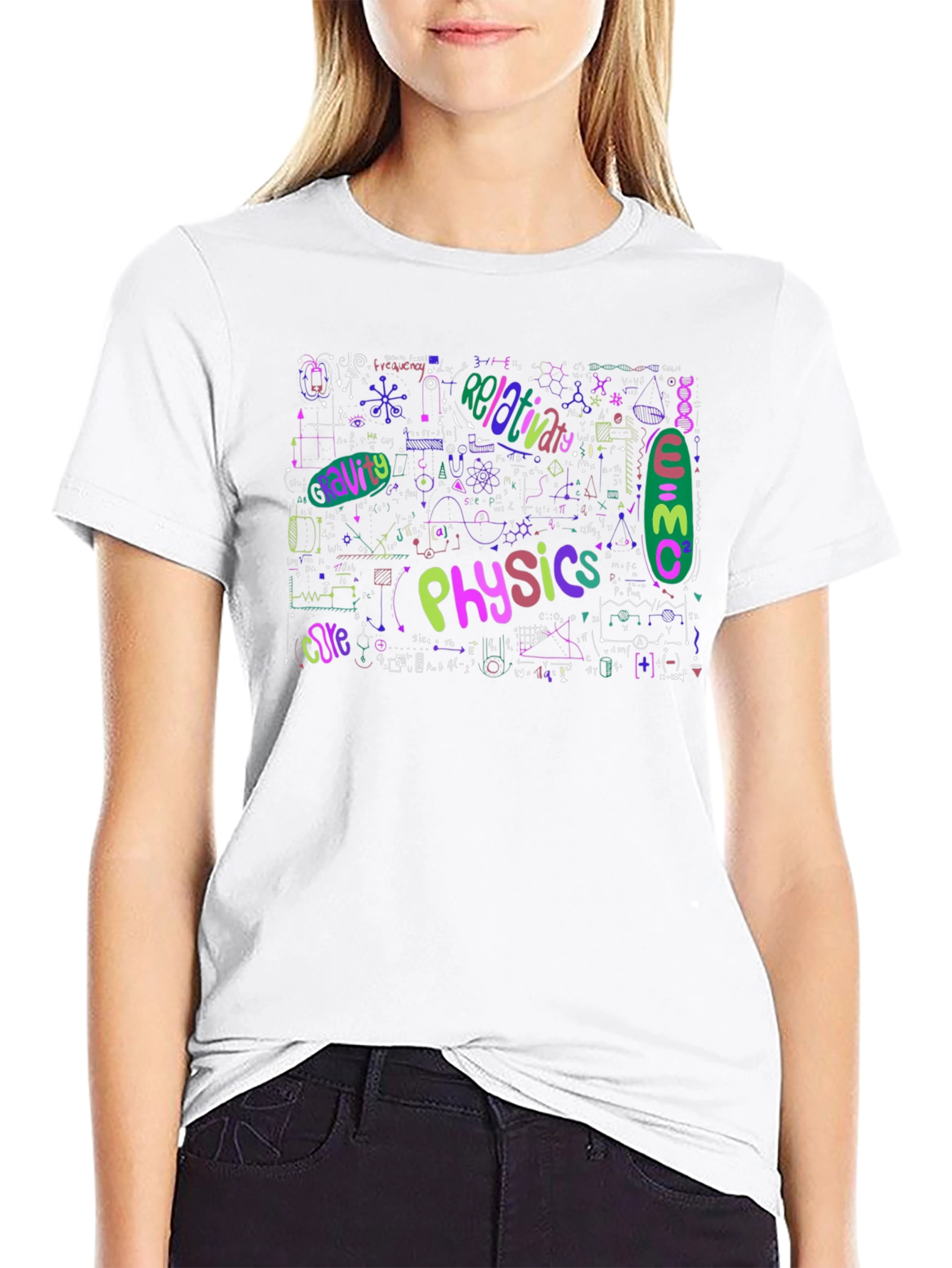 Physics Formula Graphic Print Black T-Shirt