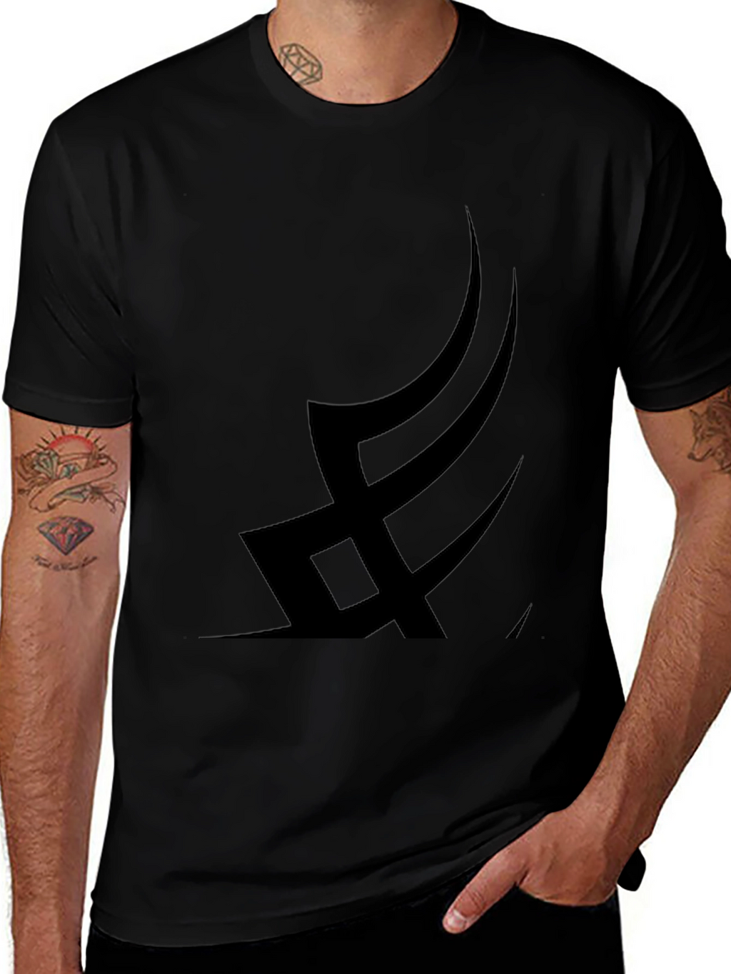 Modern Black Graphic Tee - Abstract Design
