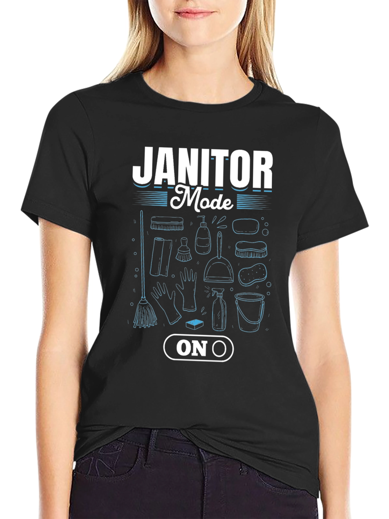 Janitor Mode On Black T-Shirt