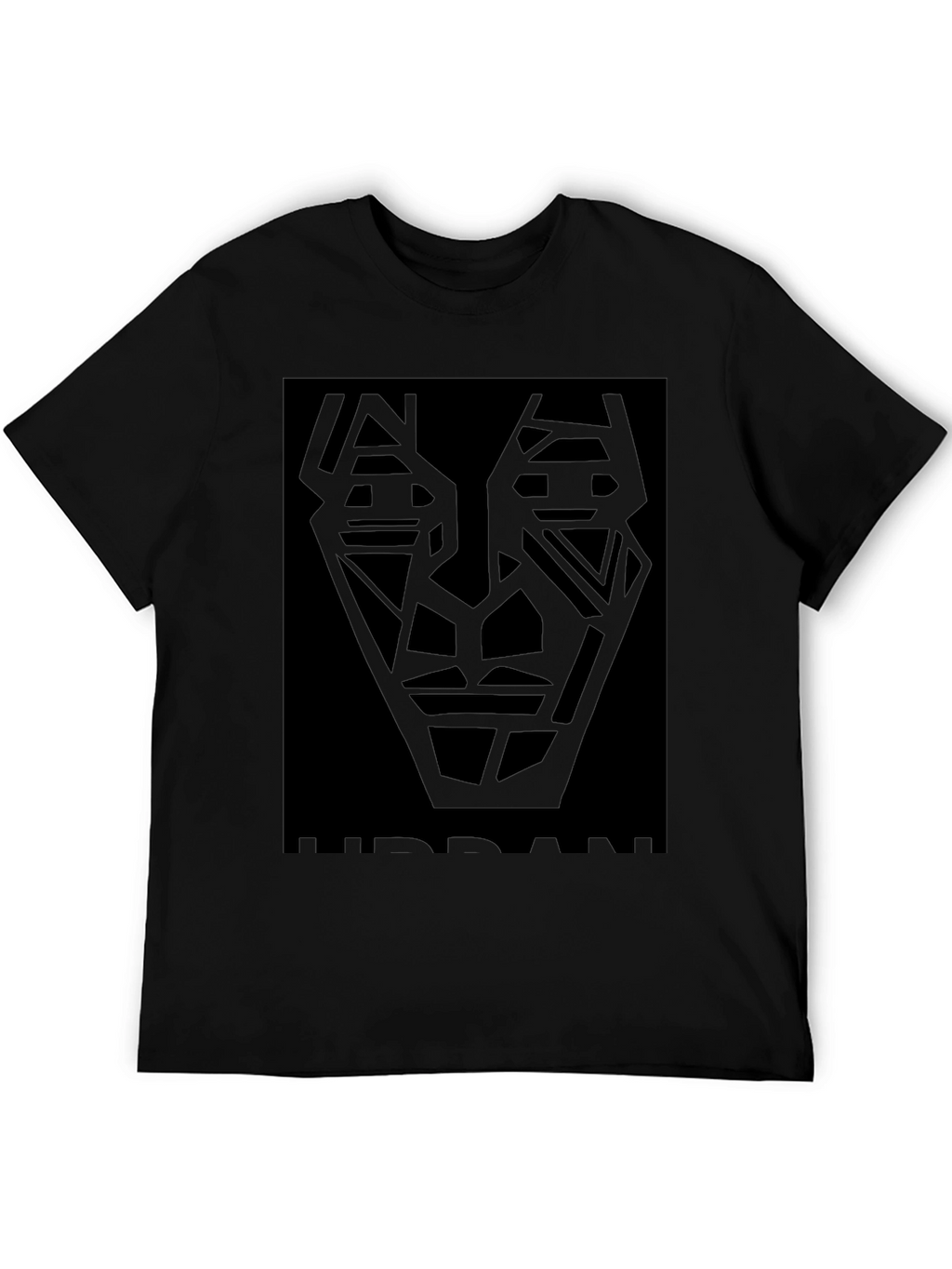 Abstract Geometric Face Black T-Shirt