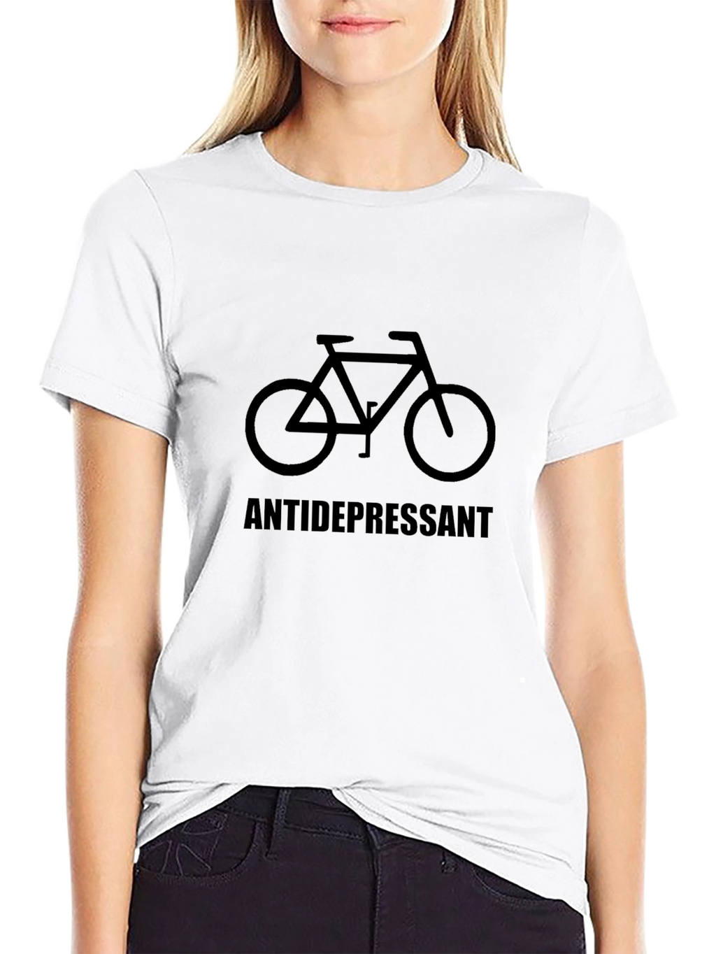 Antidepressant Bike Graphic Tee -  Black Cotton T-Shirt