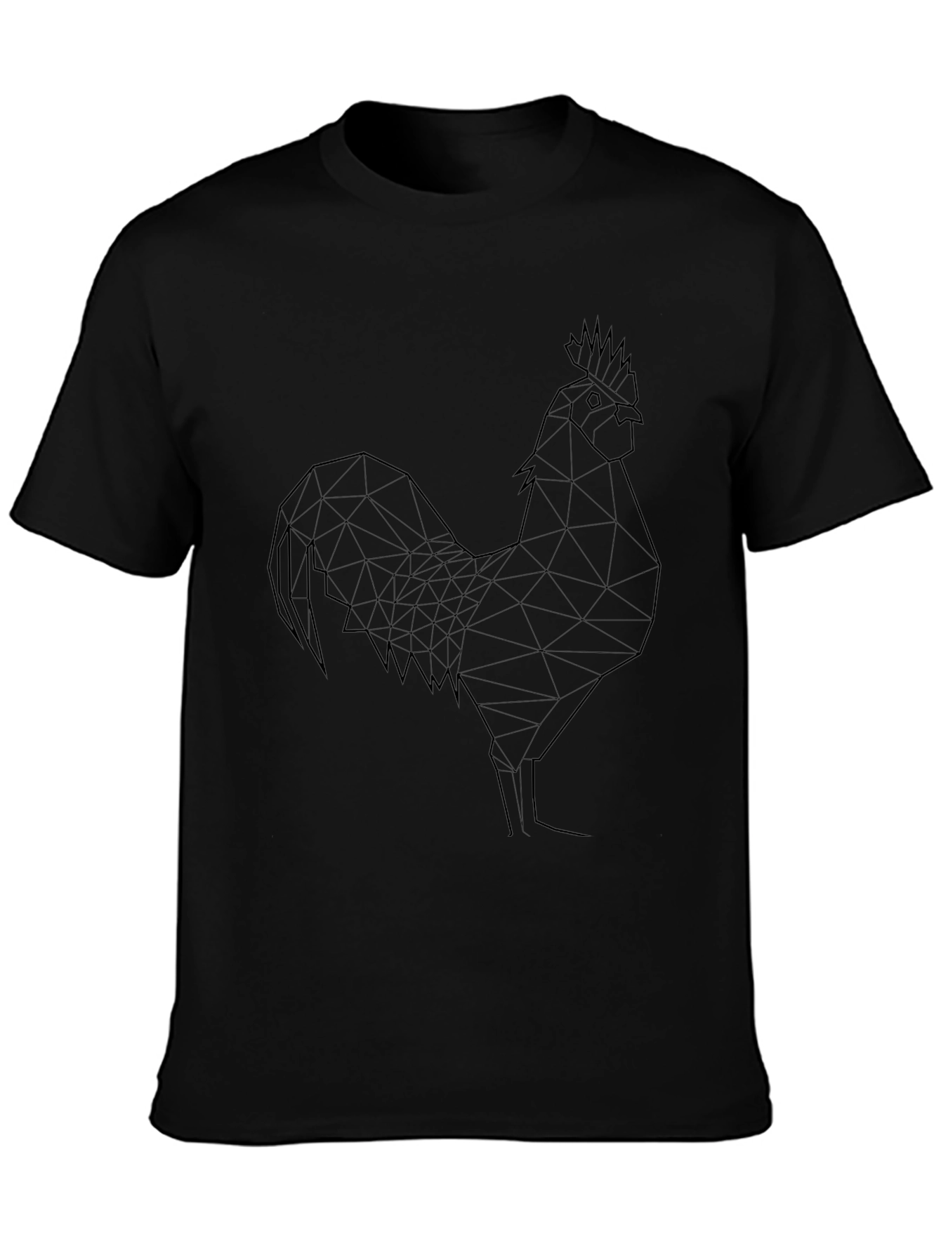 Geometric Rooster Tee - Stylish Black T-Shirt