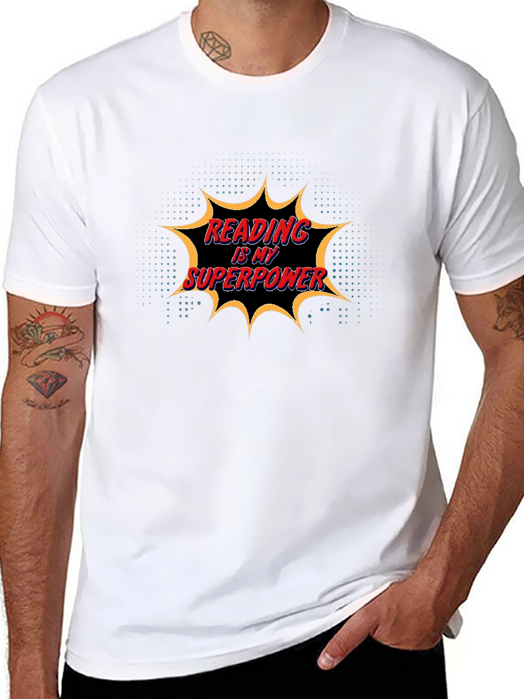 Reading is My Superpower Black Graphic Tee