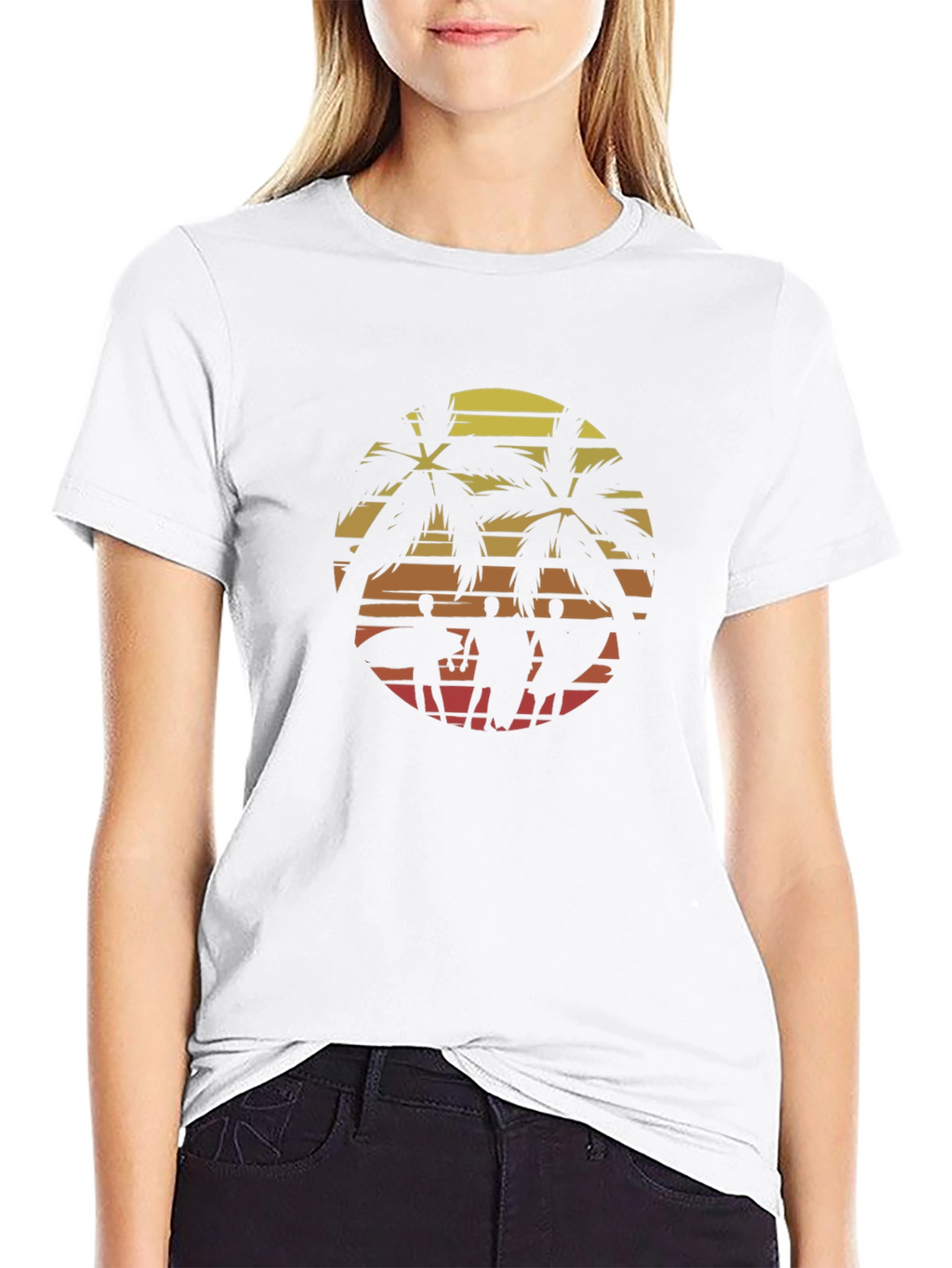 Retro Sunset Surfer Crew Graphic Tee