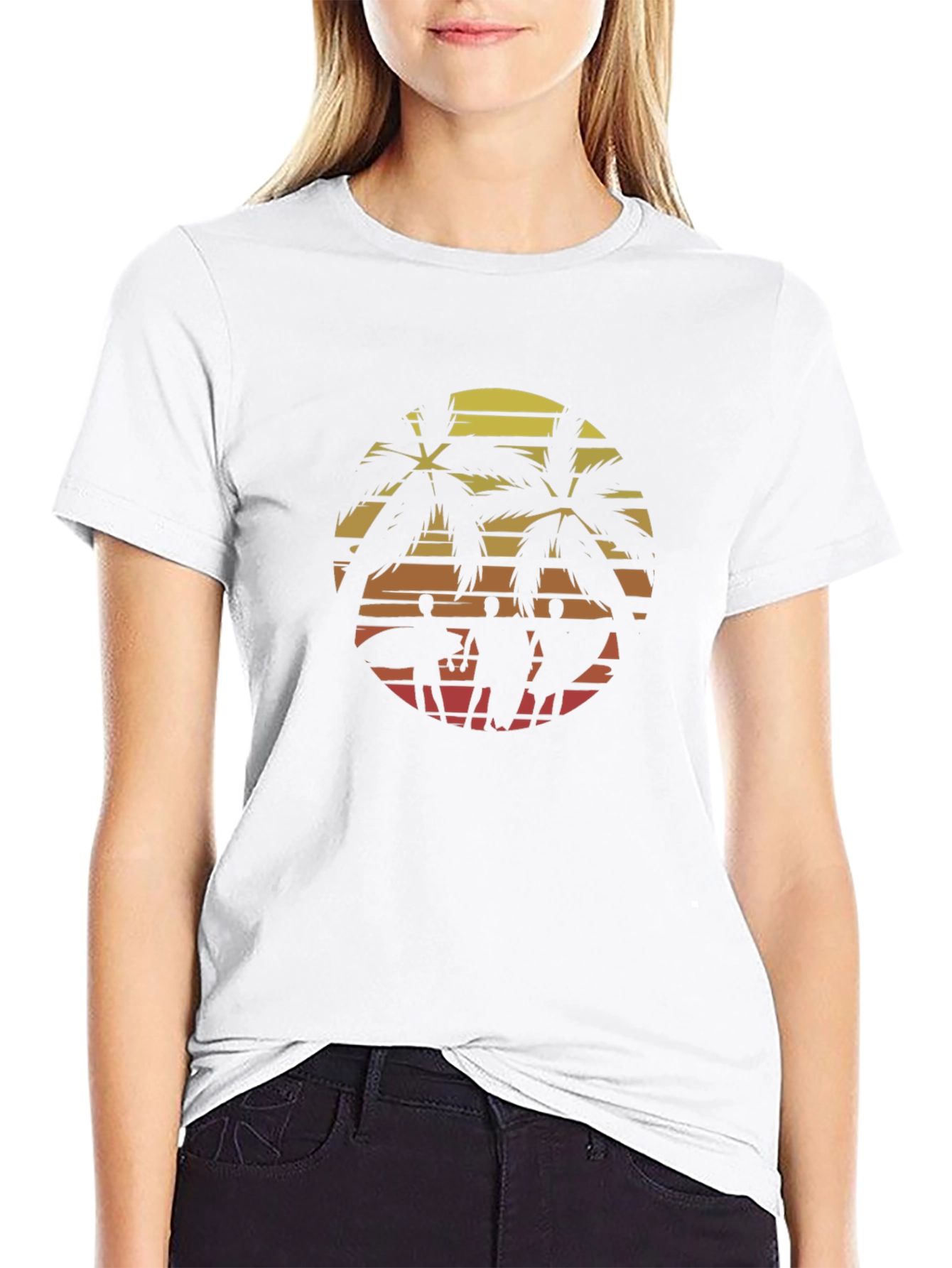 Retro Sunset Surfer Crew Graphic Tee
