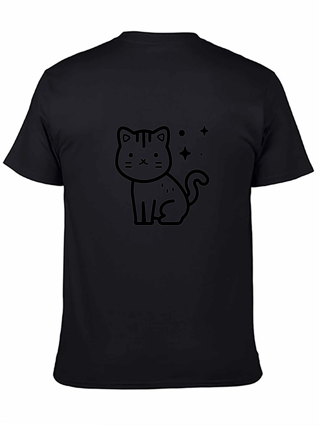 Cute Cartoon Cat Black T-Shirt