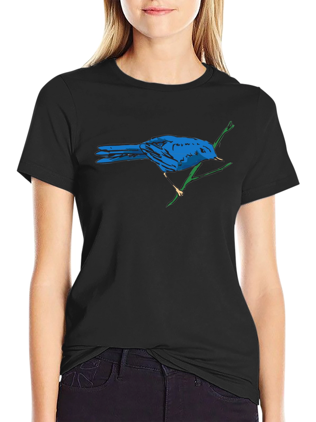 Blue Bird Graphic Print T-Shirt