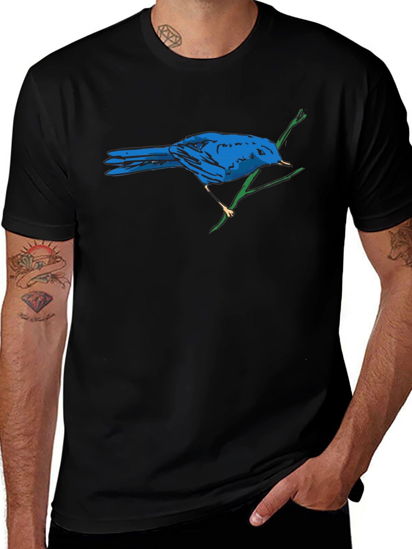 Blue Bird Graphic Print T-Shirt