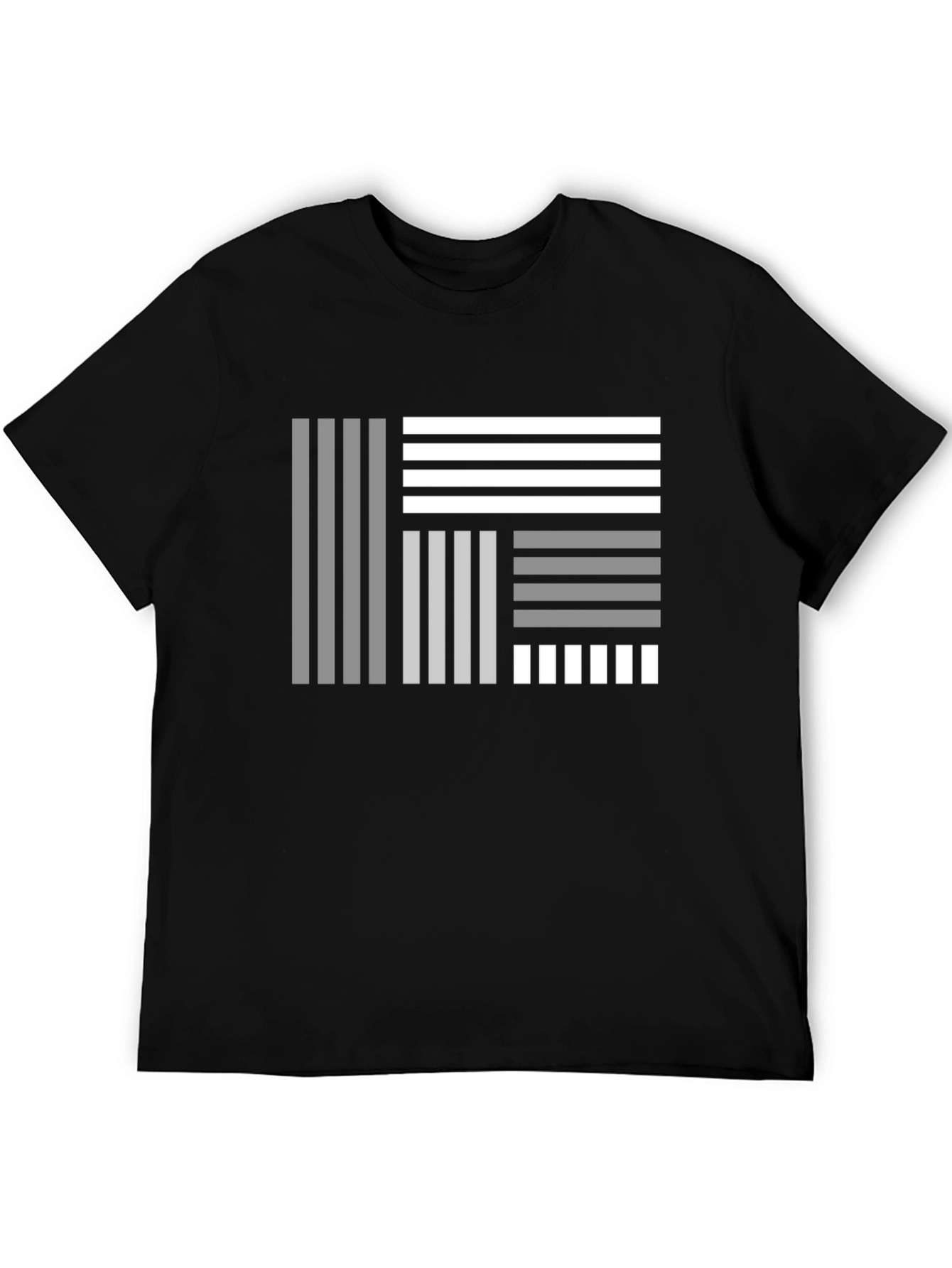 Abstract Geometric Striped Graphic Black T-Shirt