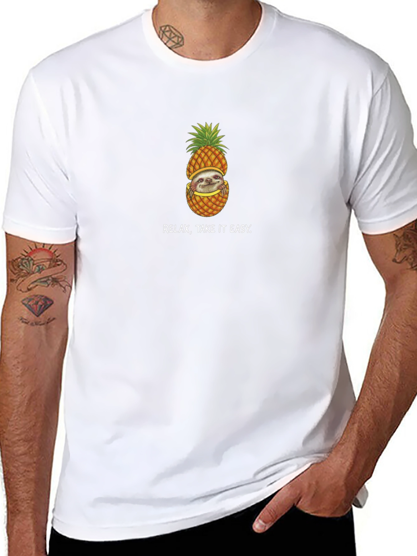 Relax Take It Easy Sloth Pineapple T-Shirt
