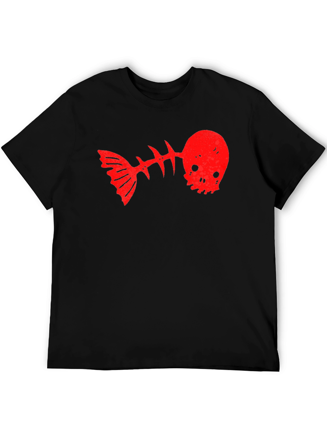 Skull Fishbone Graphic Tee - Black Casual T-Shirt