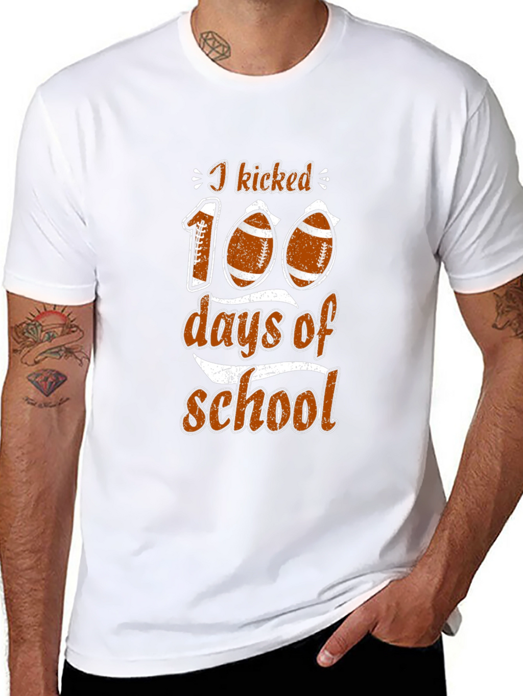 I Kicked 100 Days of School Football T-Shirt