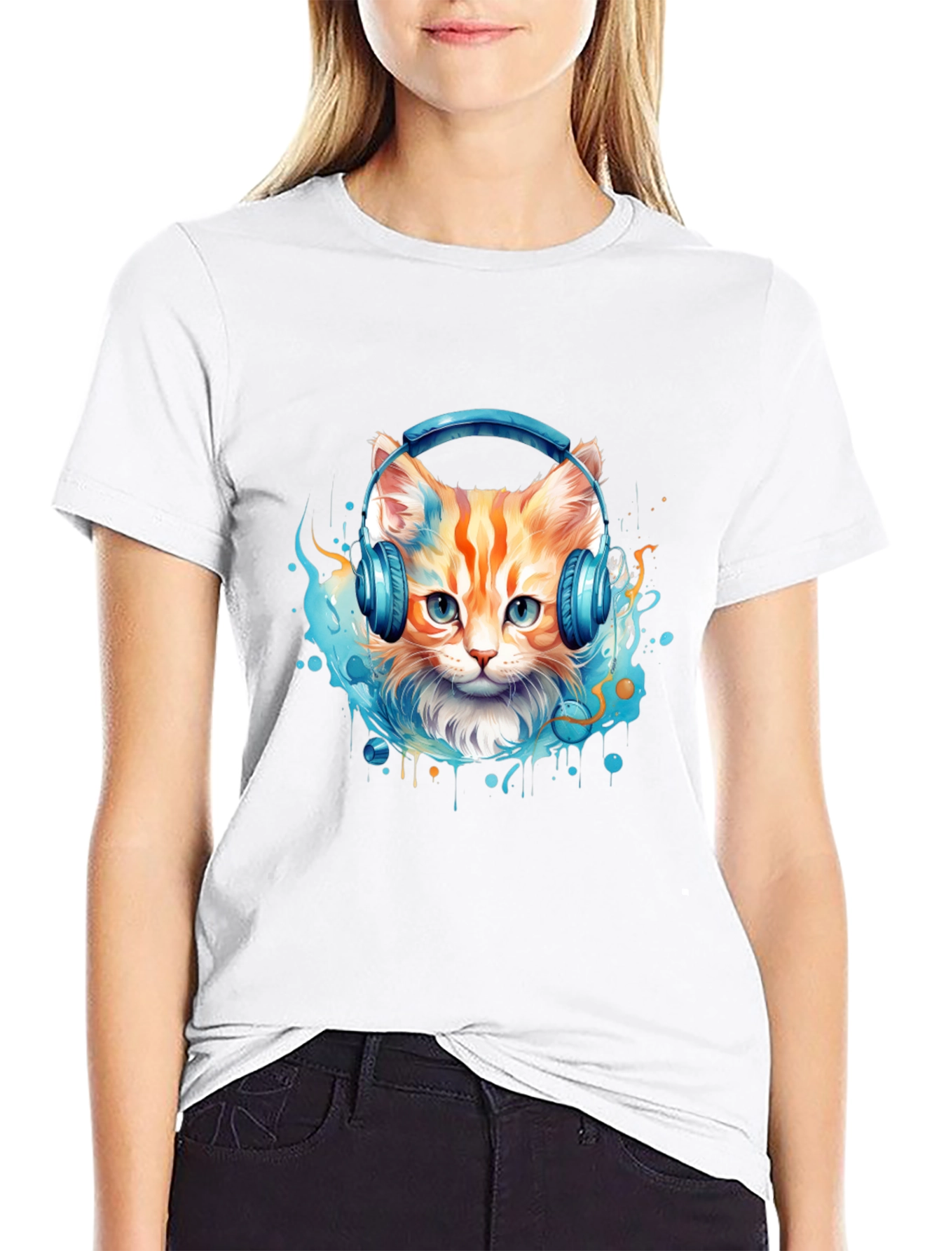 Cool Cat Headphones Graphic Tee