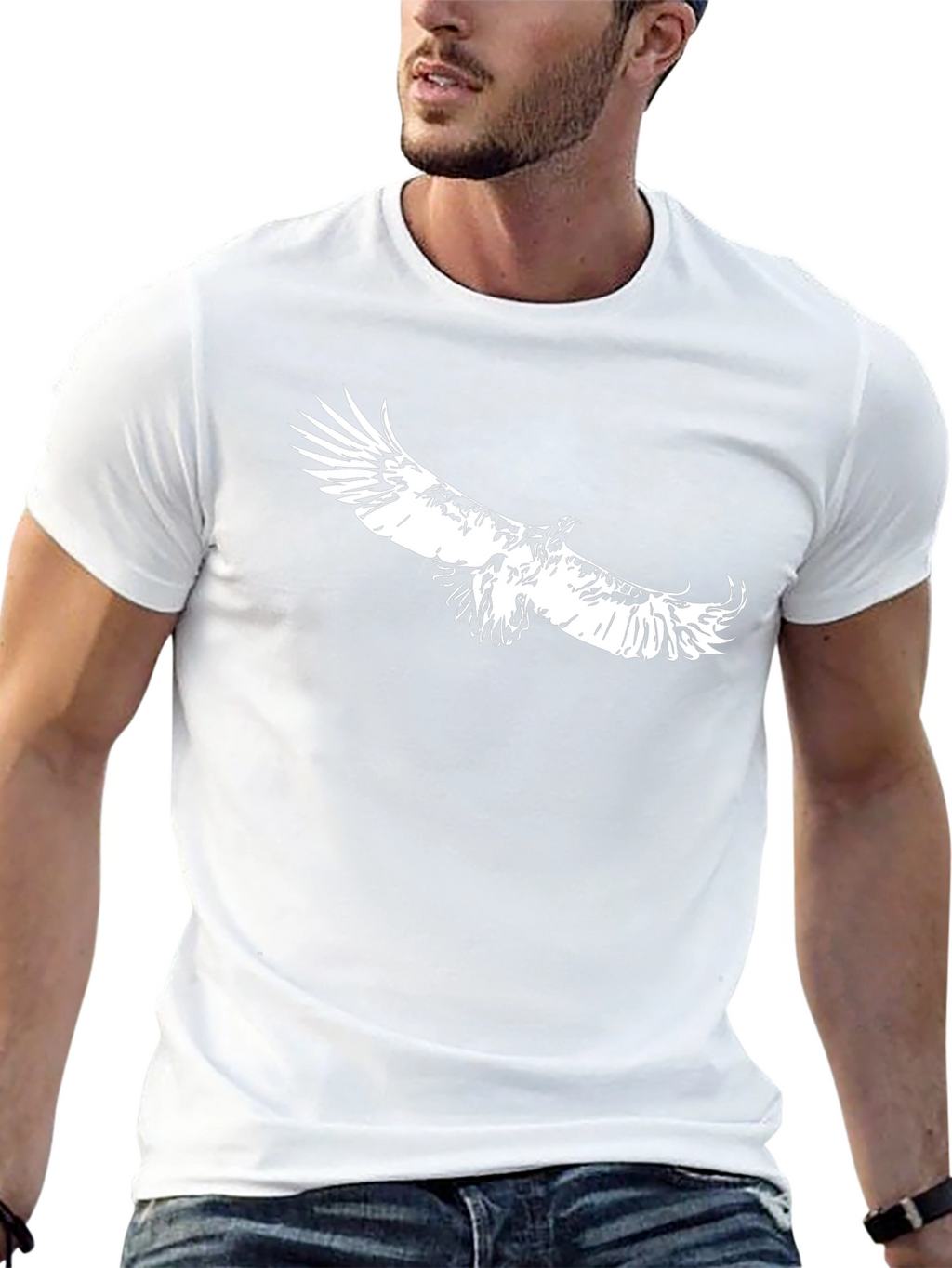 Black T-Shirt with Eagle Print