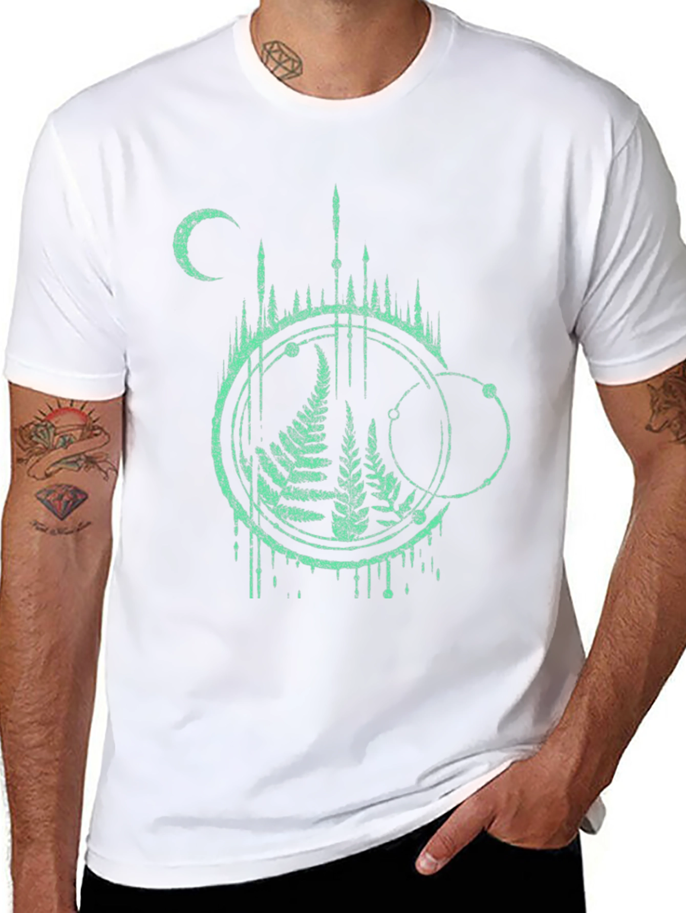 Nature Graphic Tee - Fern and Moon Design