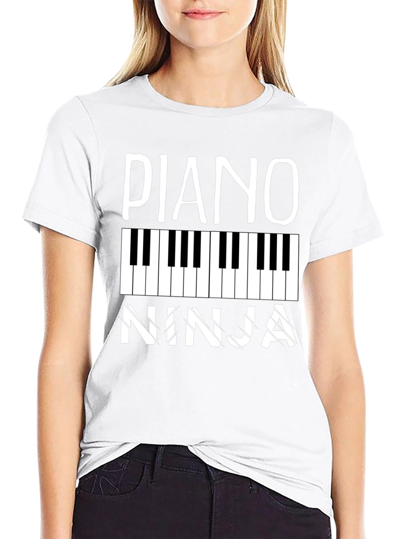 Piano Ninja Black Graphic Tee