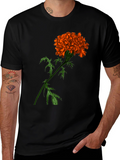 Floral Graphic Tee - Orange Marigold Print