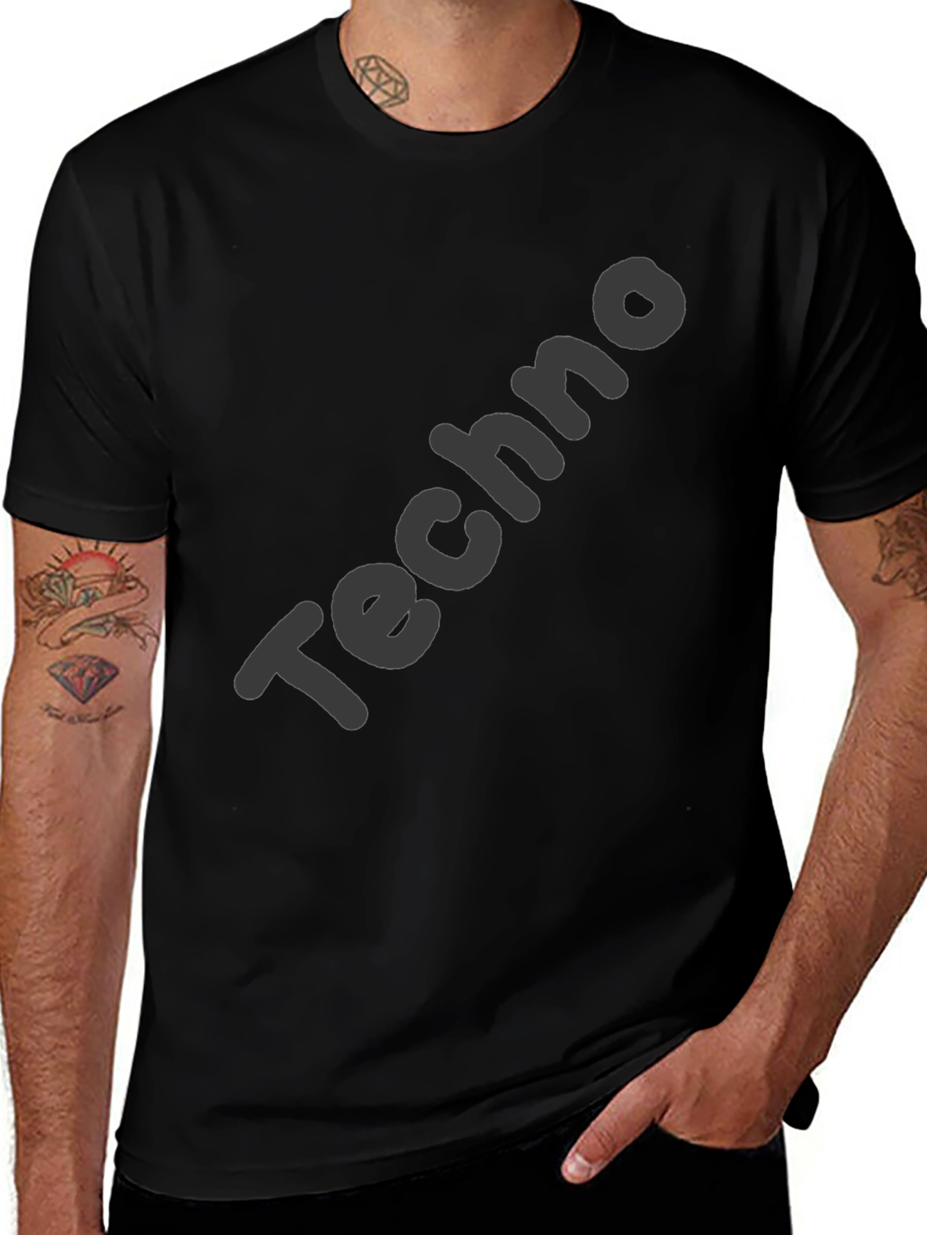 Mens Black Techno Graphic Tee
