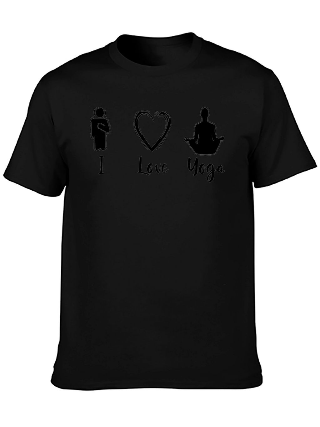 I Love Yoga Black Graphic T-Shirt