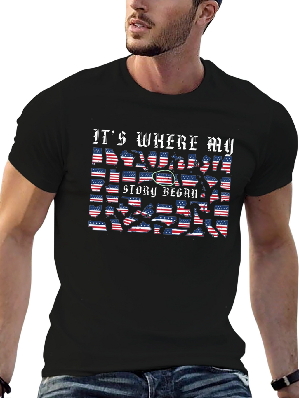 USA Flag Its Where My Story Began T-Shirt