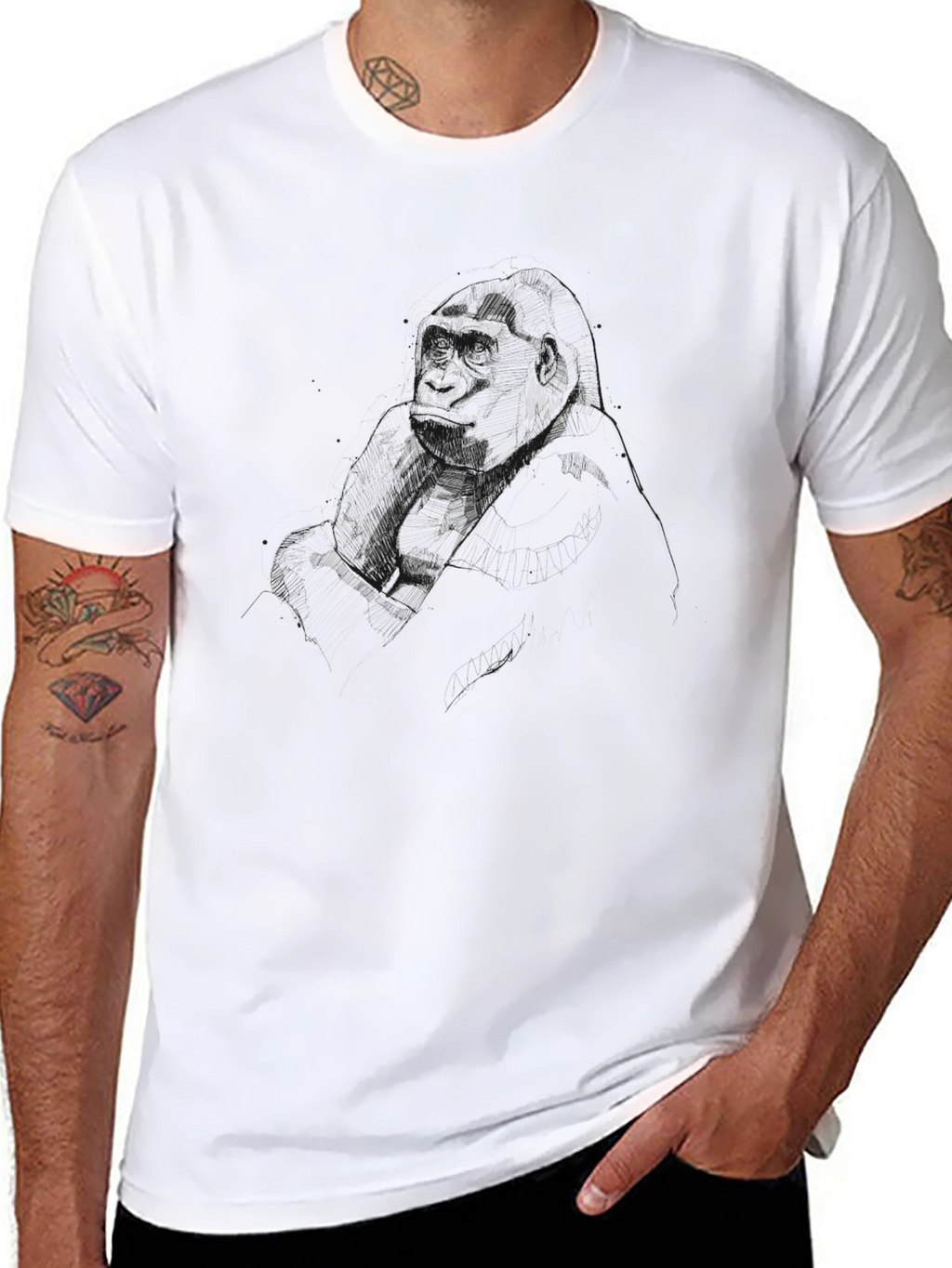 Black T-Shirt with Sketchy Graphic