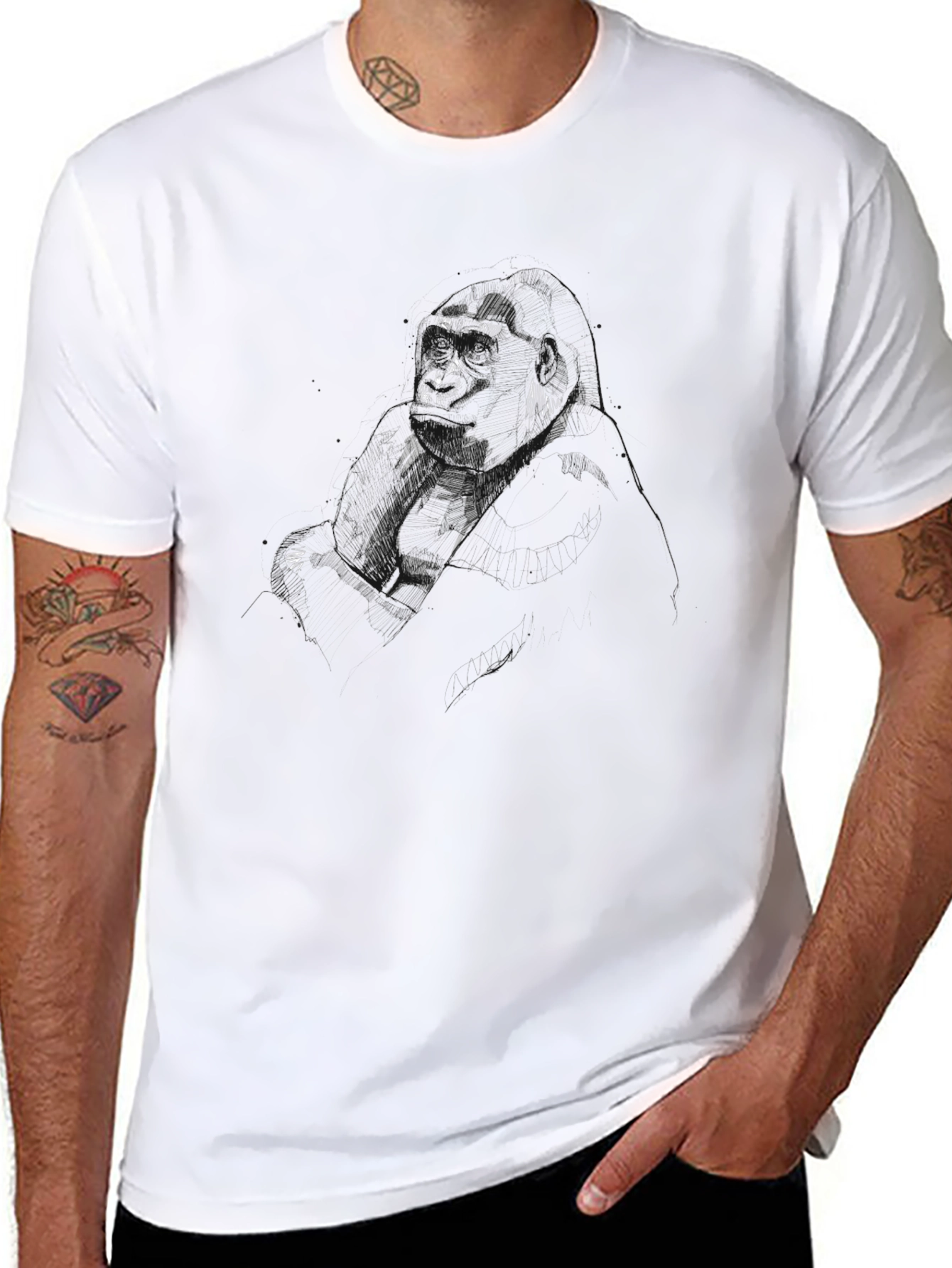 Black T-Shirt with Sketchy Graphic