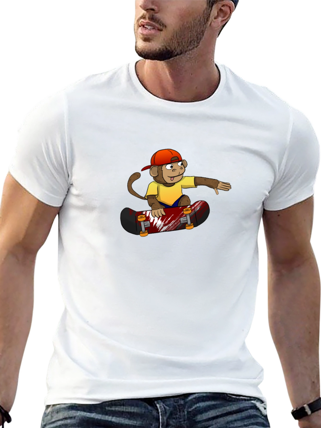 Monkey Skateboarder Black T-Shirt - Cool Graphic Tee