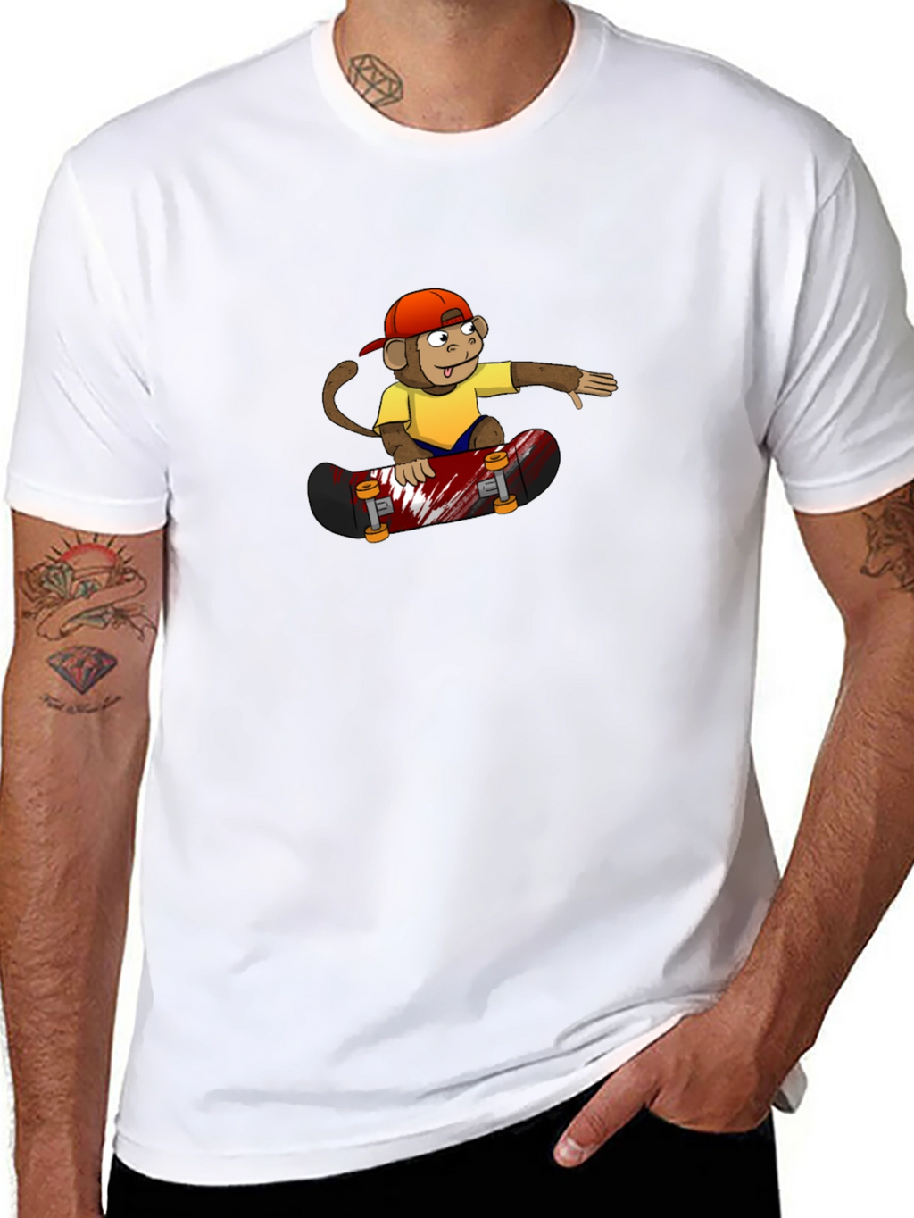 Monkey Skateboarder Black T-Shirt - Cool Graphic Tee