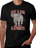 Just a Girl Who Loves Elephants Black T-Shirt
