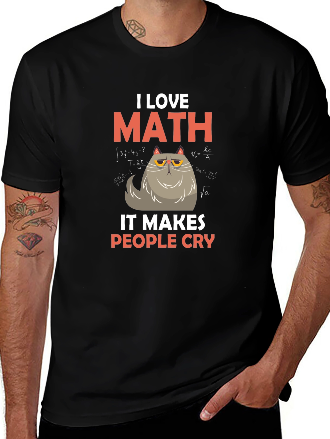 I Love Math Cat T-Shirt - Makes People Cry