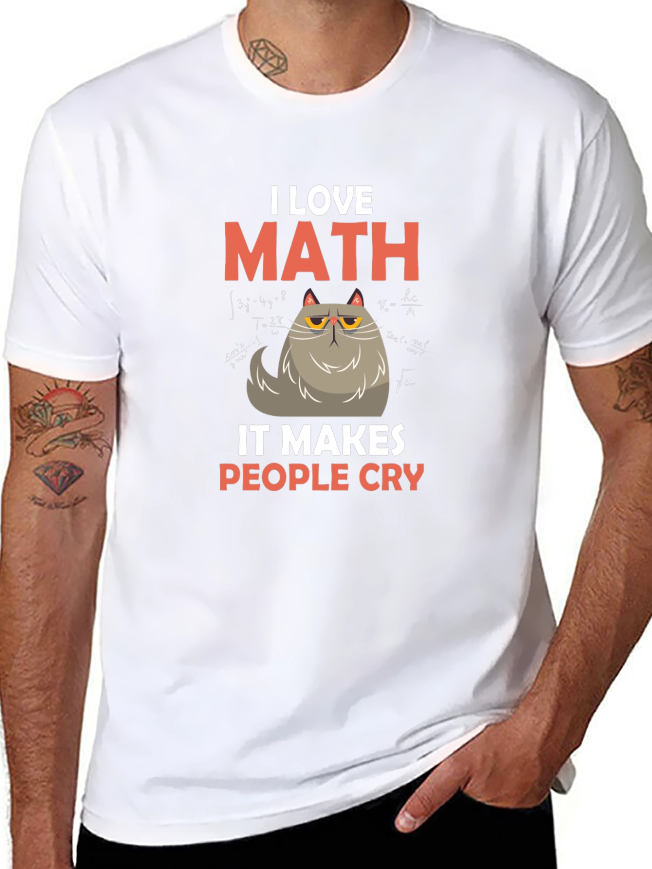 I Love Math Cat T-Shirt - Makes People Cry