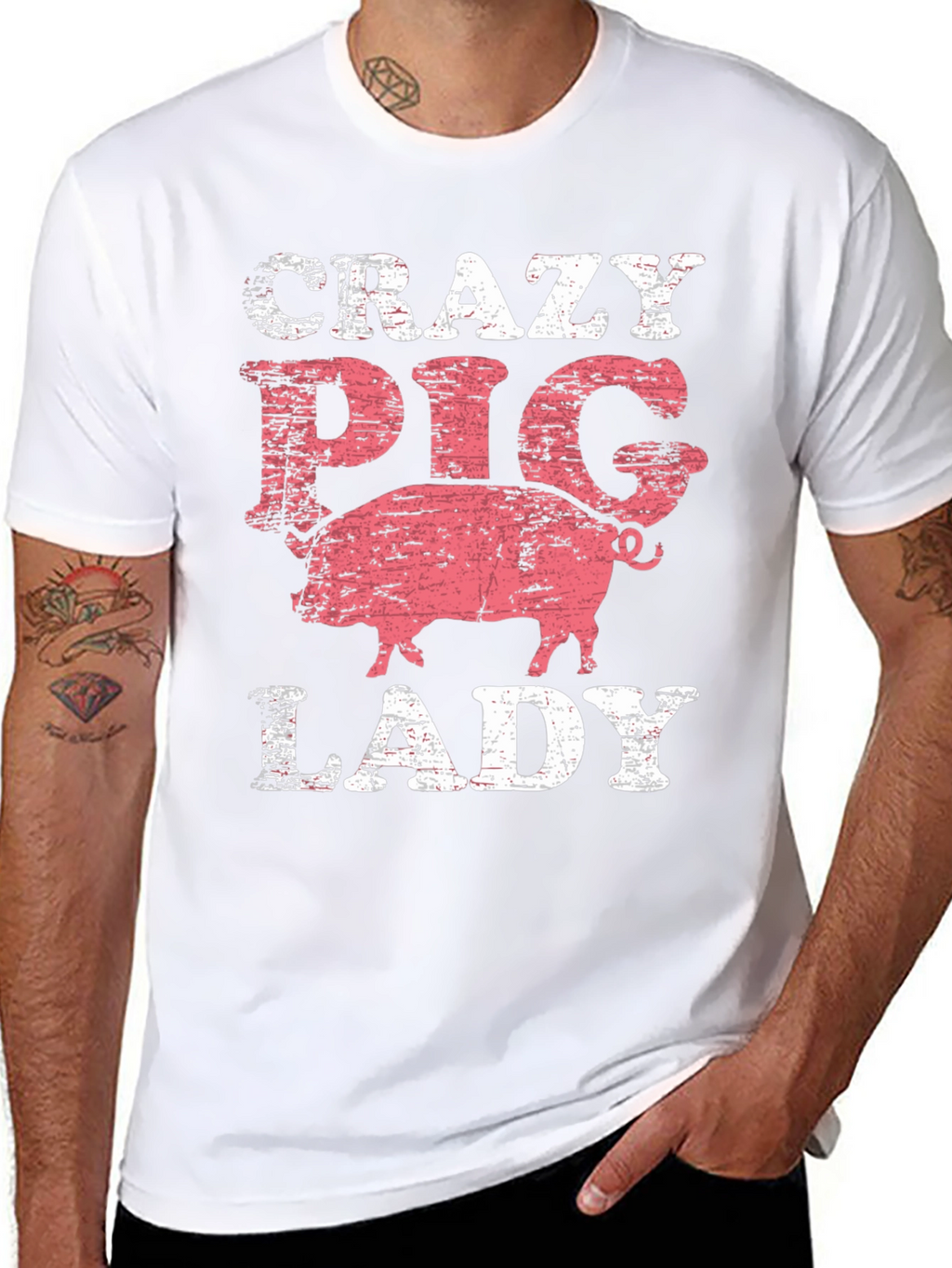 Crazy Pig Lady T-Shirt - Farm Animal Lover Tee