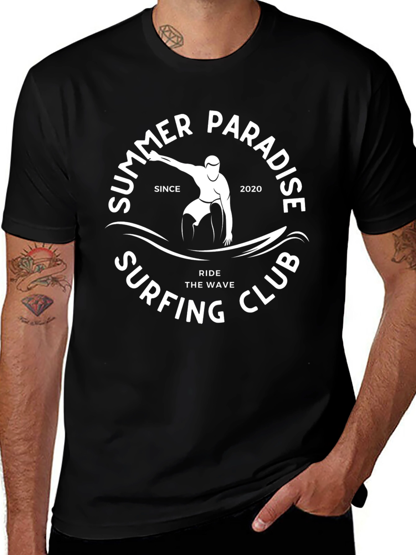 Summer Paradise Surfing Club Black T-Shirt